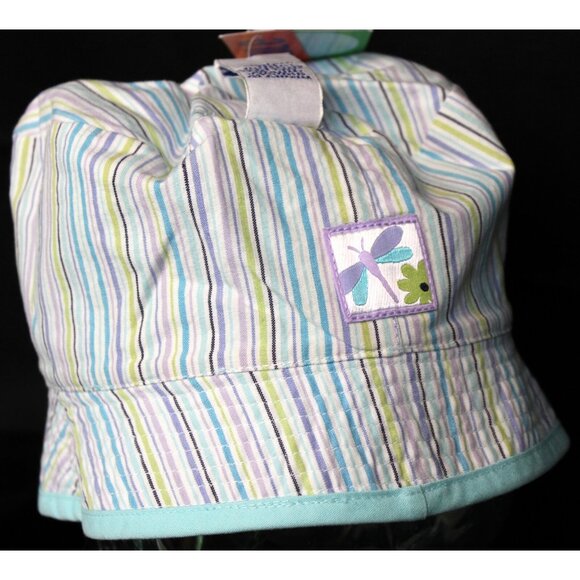 2002 Gymboree Spring Showers Hat S/M Bucket Flowers Embroider Stripes Reversible - Picture 5 of 10